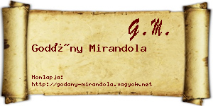 Godány Mirandola névjegykártya